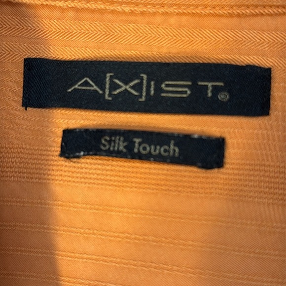 Axist Silk Touch Men’s XL Orange Textured Short Sleeve Button Up Collar Shirt - Picture 6 of 9